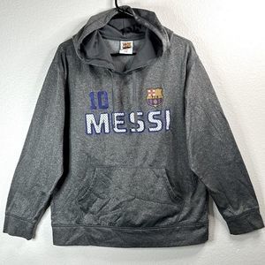 FCB Barcelona Messi Gray Pullover Sweatshirt Hoodie Size: L